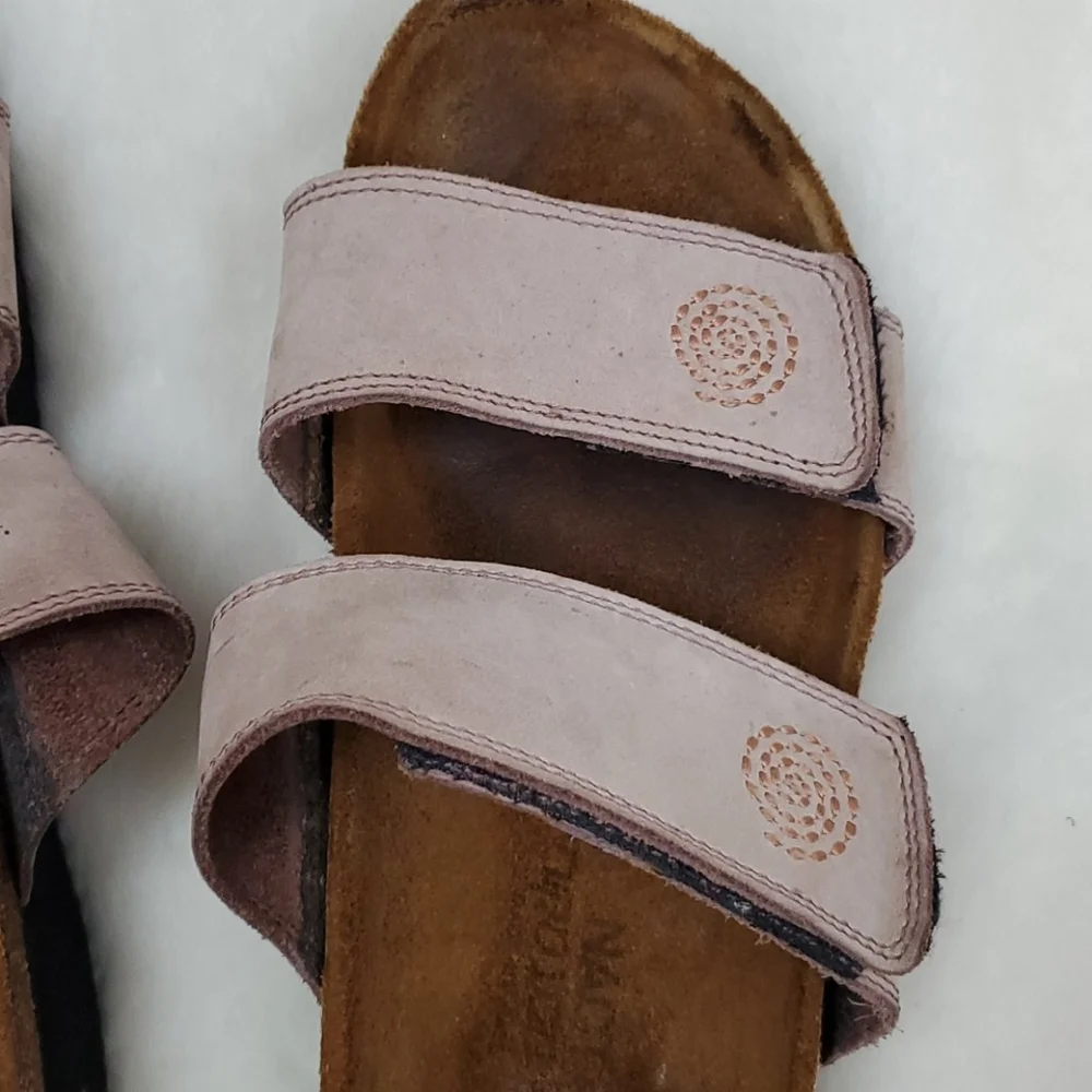 Naot Pink Double-Strap Leather Sandals